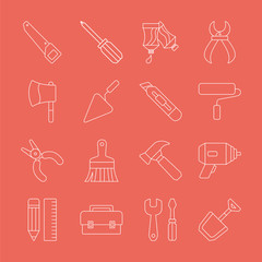 Poster - Tool line icon set