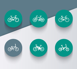 Poster - bicycle flat round icons on abstract geometrical background