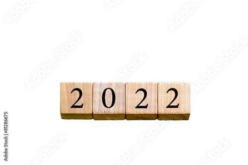 Poster Year 2022 isolated on white background with copy space