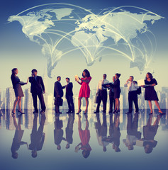 Wall Mural - Global Business People Discussion Cityscape Concept