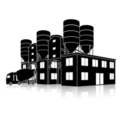 Wall Mural - silhouette factory building for the production of concrete with