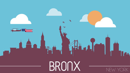 Wall Mural - Bronx New York USA skyline silhouette flat design