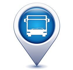 Poster - bus sur marqueur géolocalisation bleu