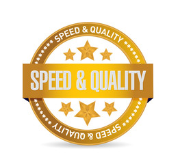 speed and quality seal sign illustration design