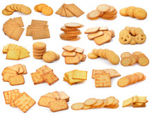 Cracker And  Cookie Isolated On  Over White Background