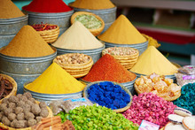 Selection Of Spices On A Moroccan Market