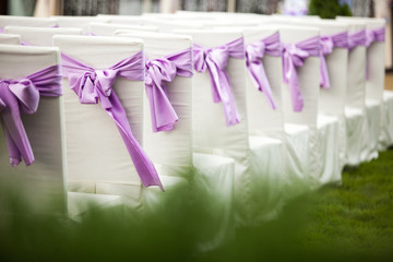 Close up of decorated wedding chair