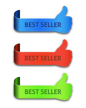 Thumb Up Banners Set With The Inscription Best Seller Isolated O