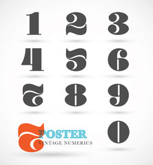 Set of vintage and retro numeric font numbers for abstract art