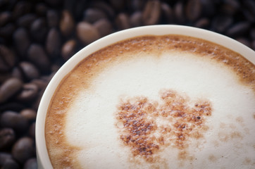 Closeup of a beautiful cup of hot coffee