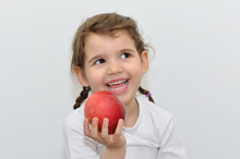 Young Girl And Red Apple