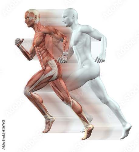 Fototapeta na wymiar 3D male figures running