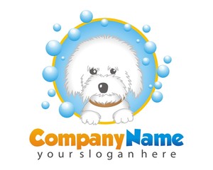 Wall Mural - dog puppy white bubble character logo image vector