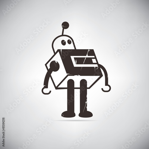 Obraz na płótnie canvas dwuczęściowy "dyptyk" Retro robot kreskówka