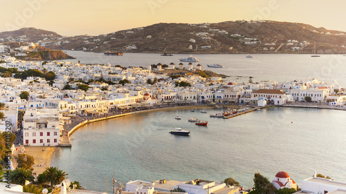 Obraz w ramie Mykonos island at sunset in Greece Cyclades