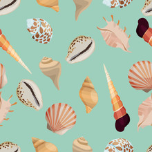 Seamless Colorful Background With Sea Shells
