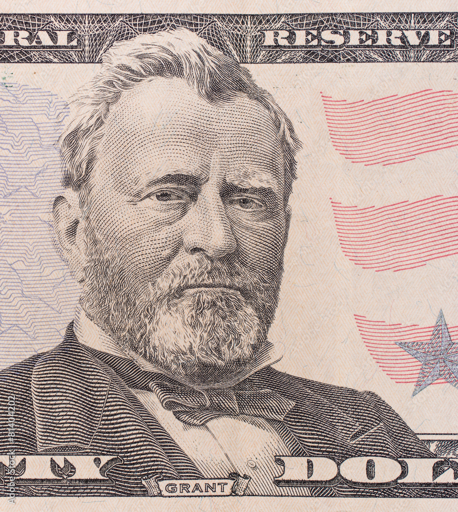 Fifty dollar bill macro, 50 usd, president Ulysses Grant portrai Stock  Photo | Adobe Stock