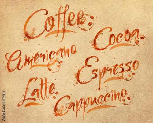 Obraz w ramie Lettering coffee drops kraft