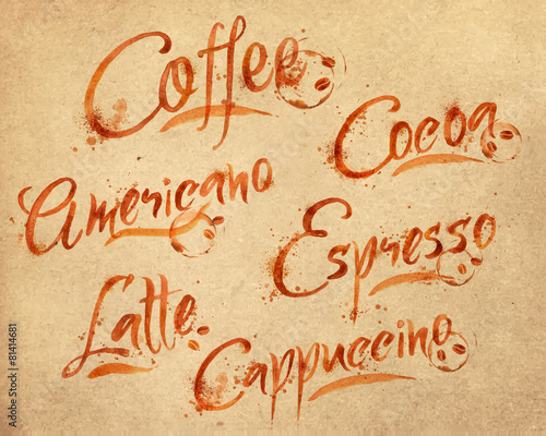 Naklejka - mata magnetyczna na lodówkę Lettering coffee drops kraft