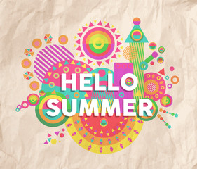Wall Mural - Hello summer quote poster design