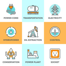 Power Industry Line Icons Set