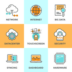 Aufkleber - Cloud computing line icons set