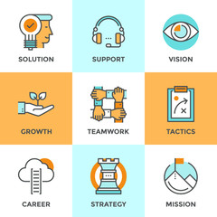 Success business metaphors line icons set