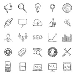 Vector Set of Sketch SEO Icons