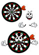 Happy cartoon colorful darts target character