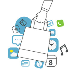 Aufkleber - Mobile shopping concept. Simple line design illustration