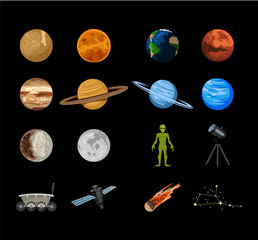 Wall Mural - Vector planets flat icon set