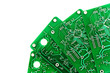 A lot of green PCB on a white background