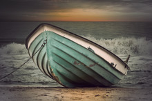 Vintage Boat In Stormy Weather