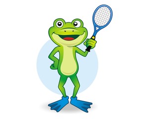 Canvas Print - frog toad tennis character mascot image vector