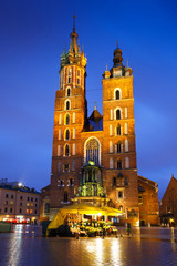 Wall Mural - St. Mary's basilica in the main square of Krakow, Poland.