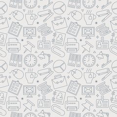 Canvas Print - office line icon pattern set