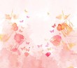 watercolor butterflies and floral background