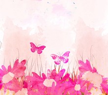 Watercolor Butterflies And Flower Background