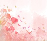 Fototapeta Pokój dzieciecy - watercolor butterflies background