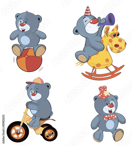 Naklejka - mata magnetyczna na lodówkę A set of bears cartoon