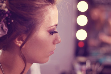 Beautiful woman at make up studio