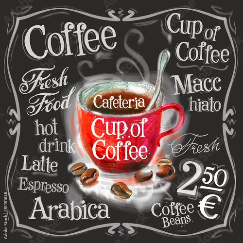 Fototapeta do kuchni cup of coffee, espresso vector logo design template. fresh drink