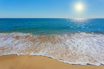 Wall Mural - beach with clear waters. Frame for inscriptions on the sand.