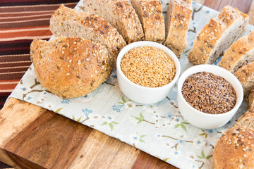 Wall Mural - a fresh baked loaf of whole grains bread
