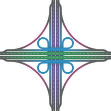 Road Junction Cloverleaf Interchange Colors