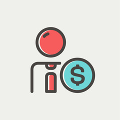 Sticker - Businessman with dollar sign thin line icon