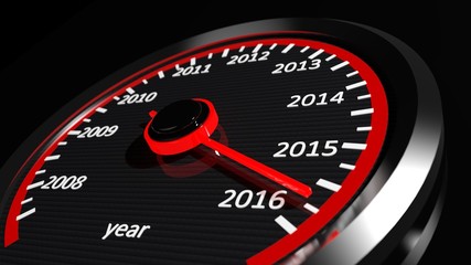 Conceptual 2016 year speedometer