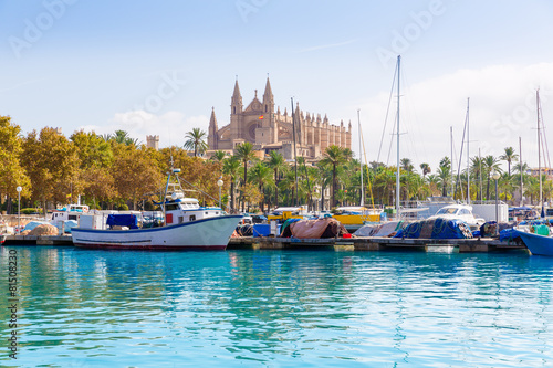 Fotografie, Obraz Palma de Mallorca port marina Majorca Cathedral
