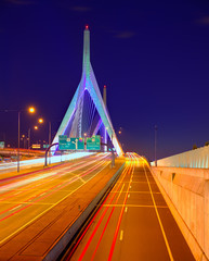 Wall Mural - Boston Zakim bridge sunset in Massachusetts