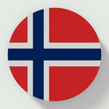 Button Norway Flag Isolated On White Background